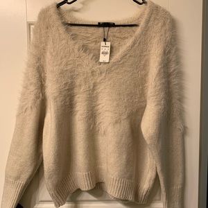 Beige faux fur sweater form Express